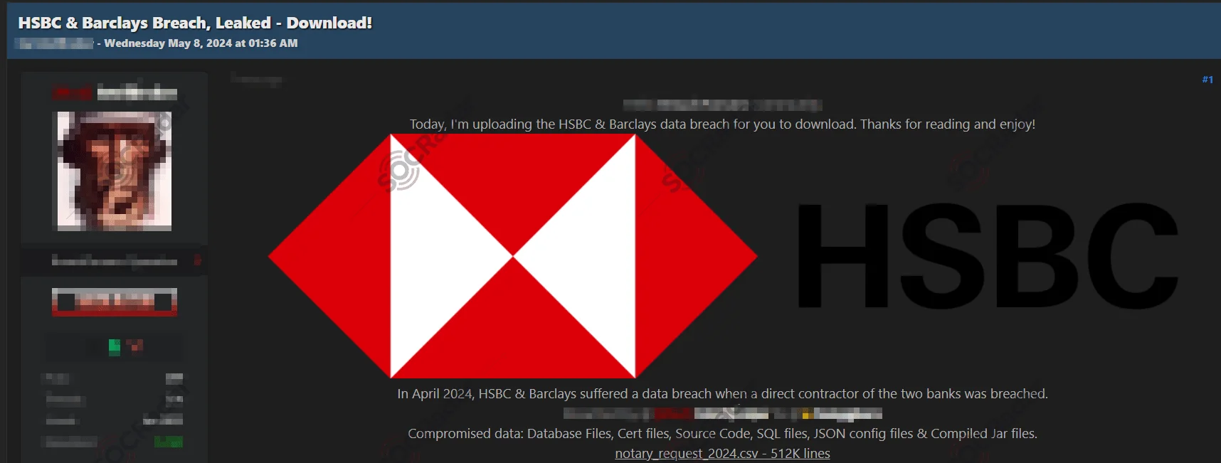 IntelBroker claims to have leaked HSBC and Barclays data