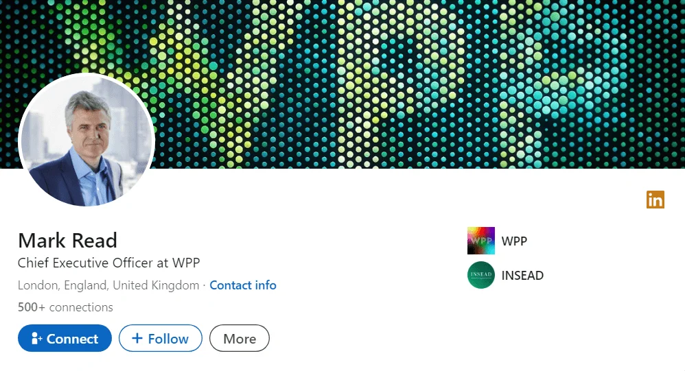 CEO of WPP Mark Read LinkedIn page