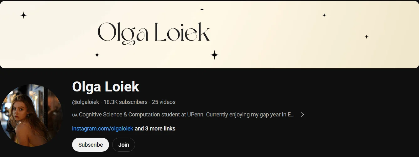 Olga Loiek Youtube channel