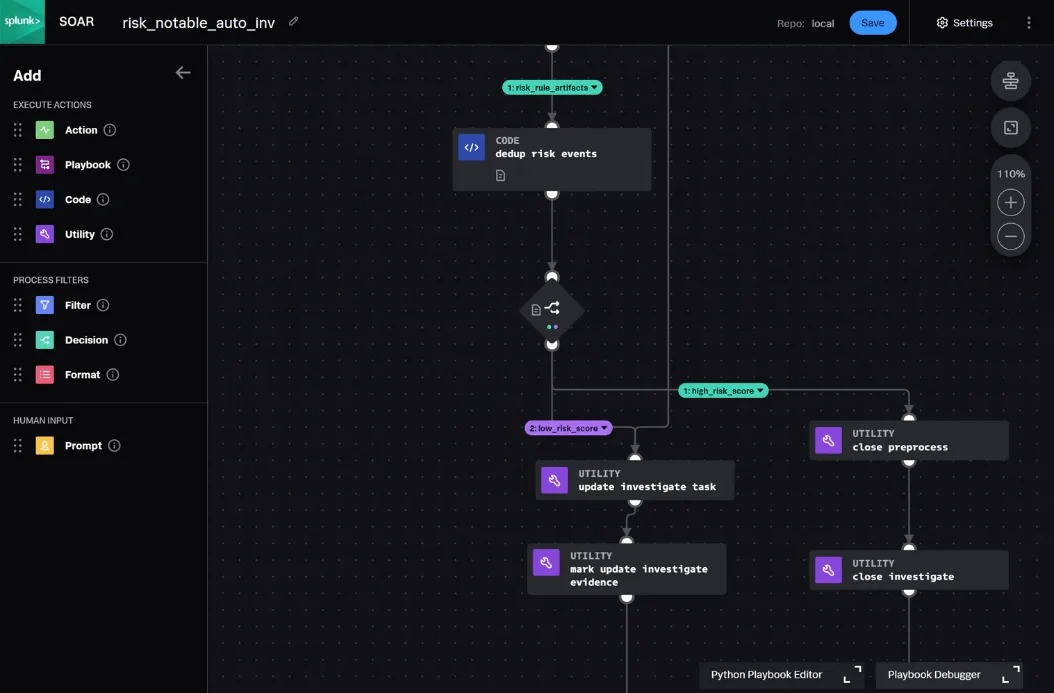 Splunk Playbook example (source: splunk.com)