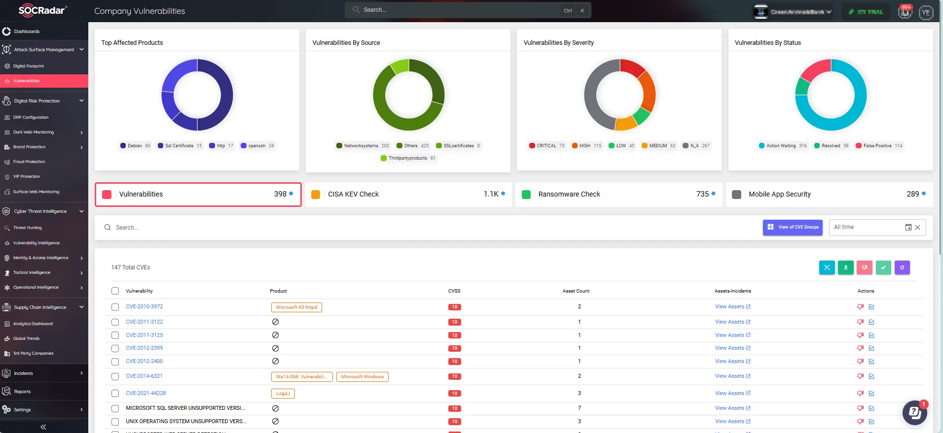 SOCRadar’s Attack Surface Management (ASM) module