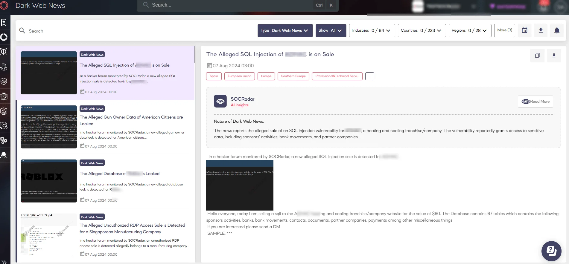 SOCRadar Dark Web News