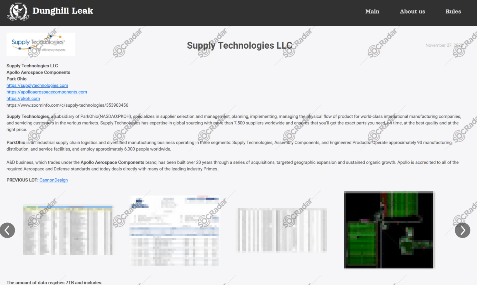 Dunghill Leak’s data leak site, a victim announcement