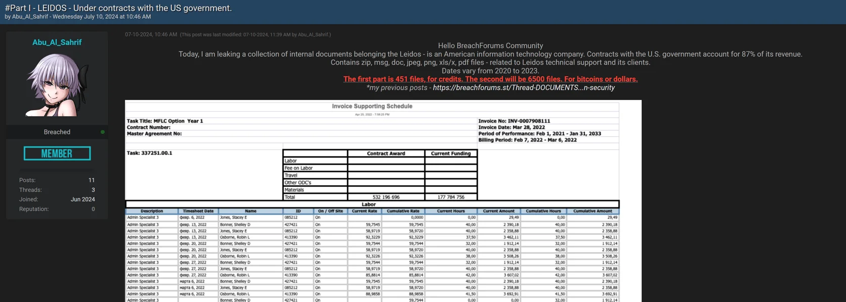 Leidos leak post, part 1