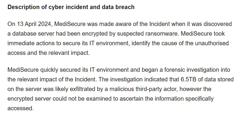 Read MediSecure’s statement on the breach here