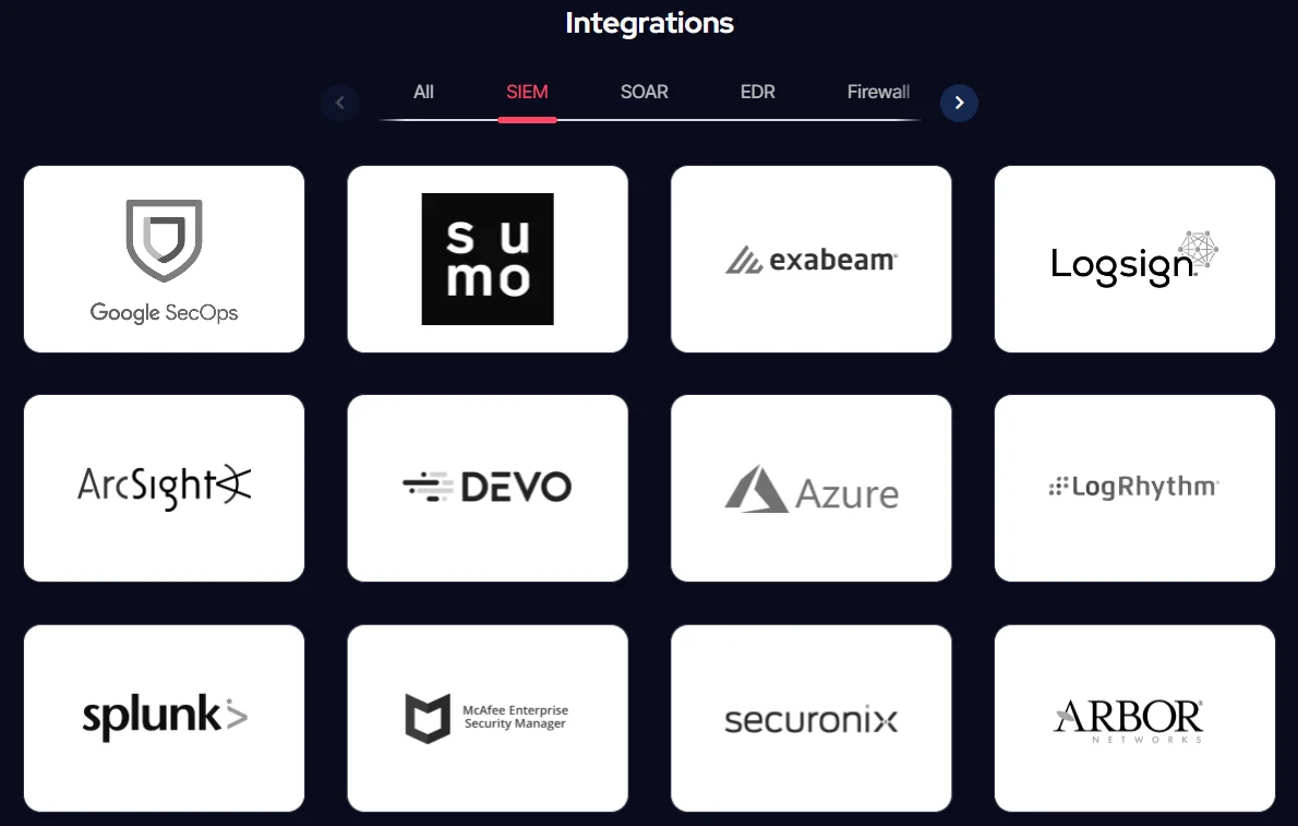 SOCRadar Platform can be integrated with many Network Security Monitoring technologies. Click here for further information.