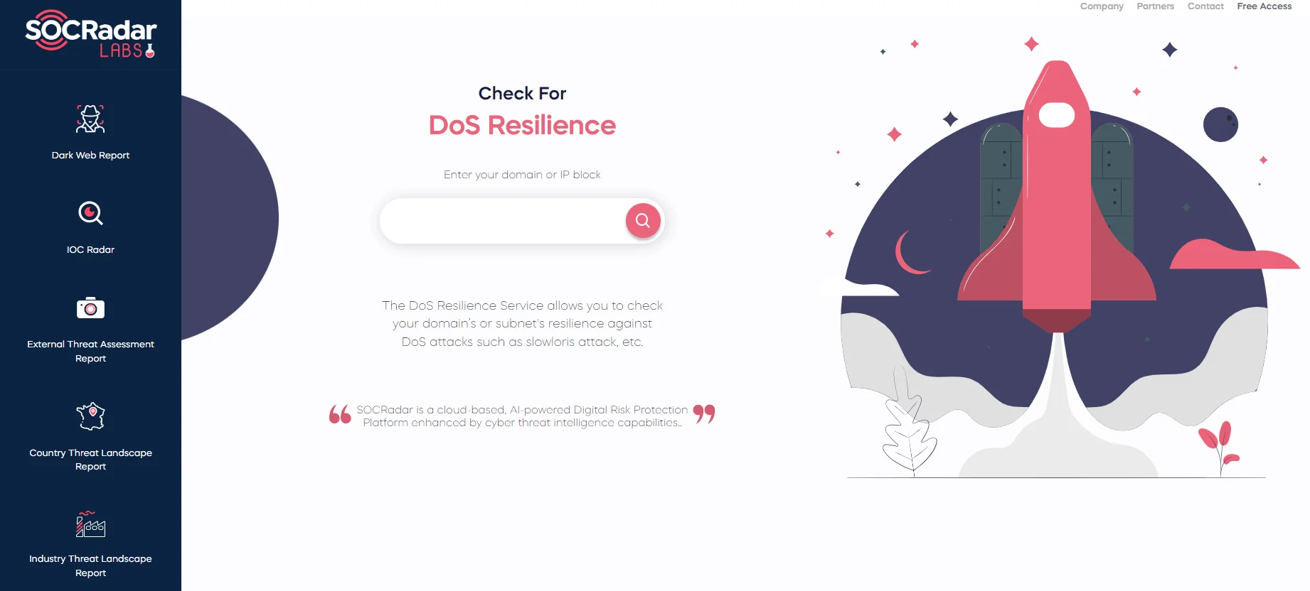 Check your domain’s DoS Resilience with SOCRadar Labs for free