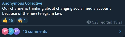 Anonymous Collective’s Telegram post