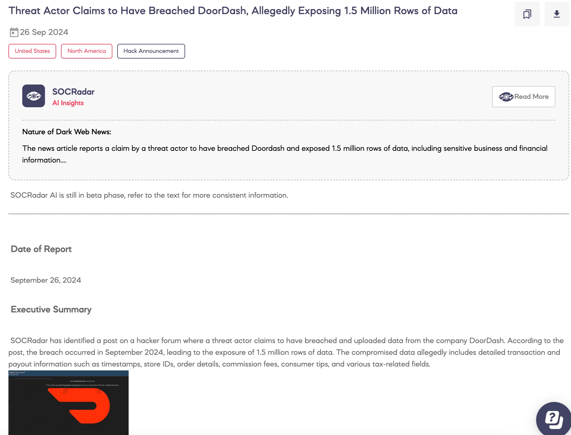 Threat Actor Claims to Have Breached DoorDash, Allegedly Exposing 1.5 Million Rows of Data
