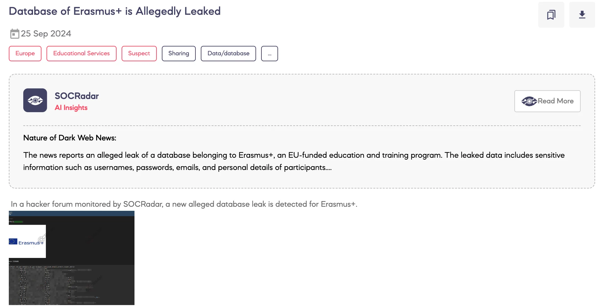 Database of Erasmus+ is Allegedly Leaked