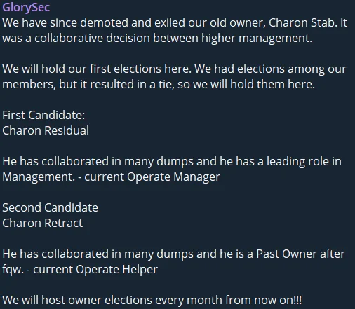 The post about their first leadership elections