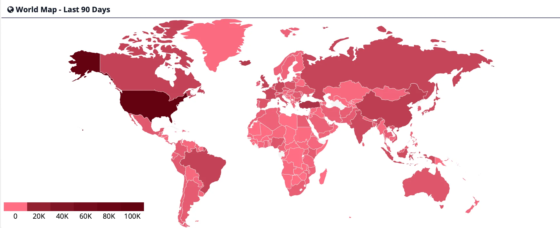 Phishing Attacks by Country (Last 90 Days)