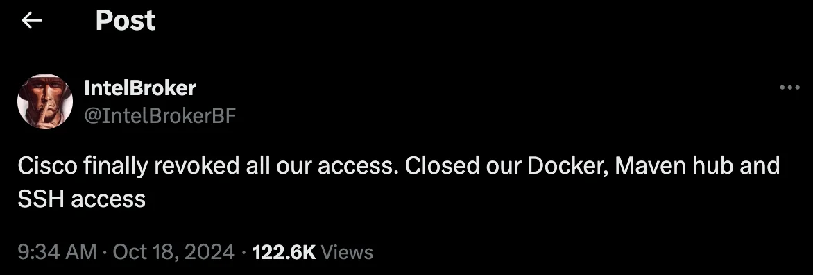 On October 18, they claimed Cisco had finally revoked all access