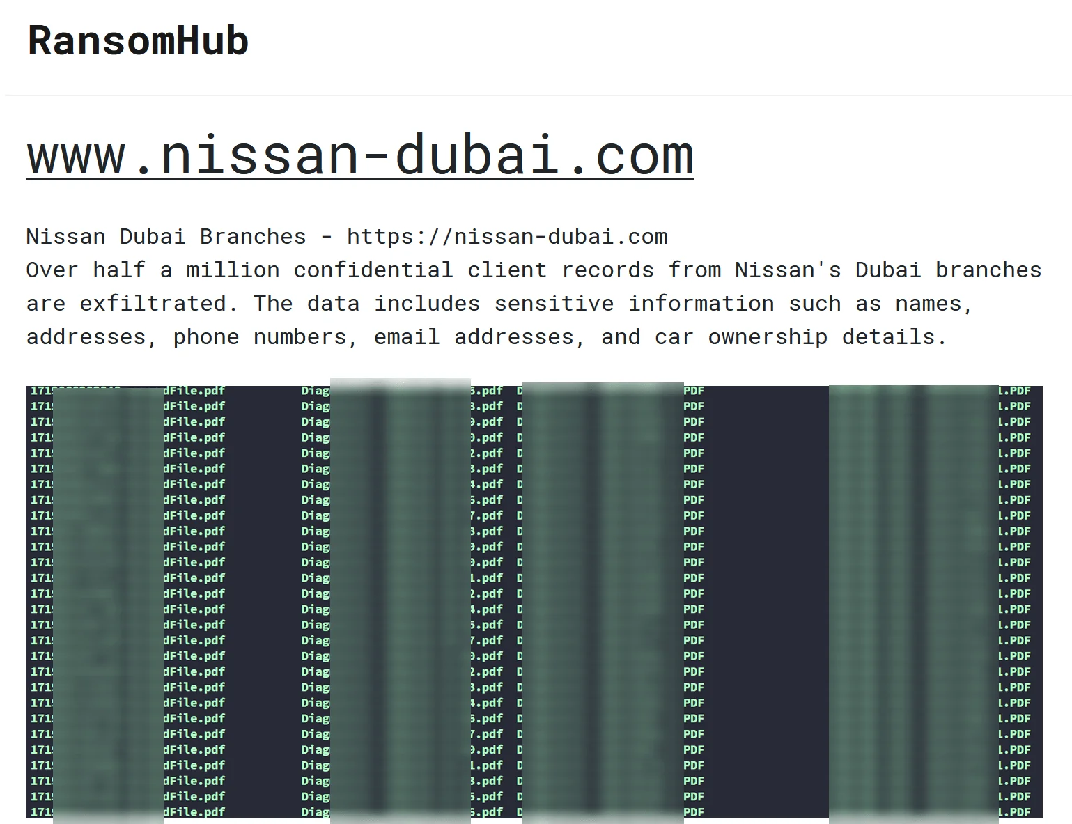 RansomHub’s claims to have breached Nissan