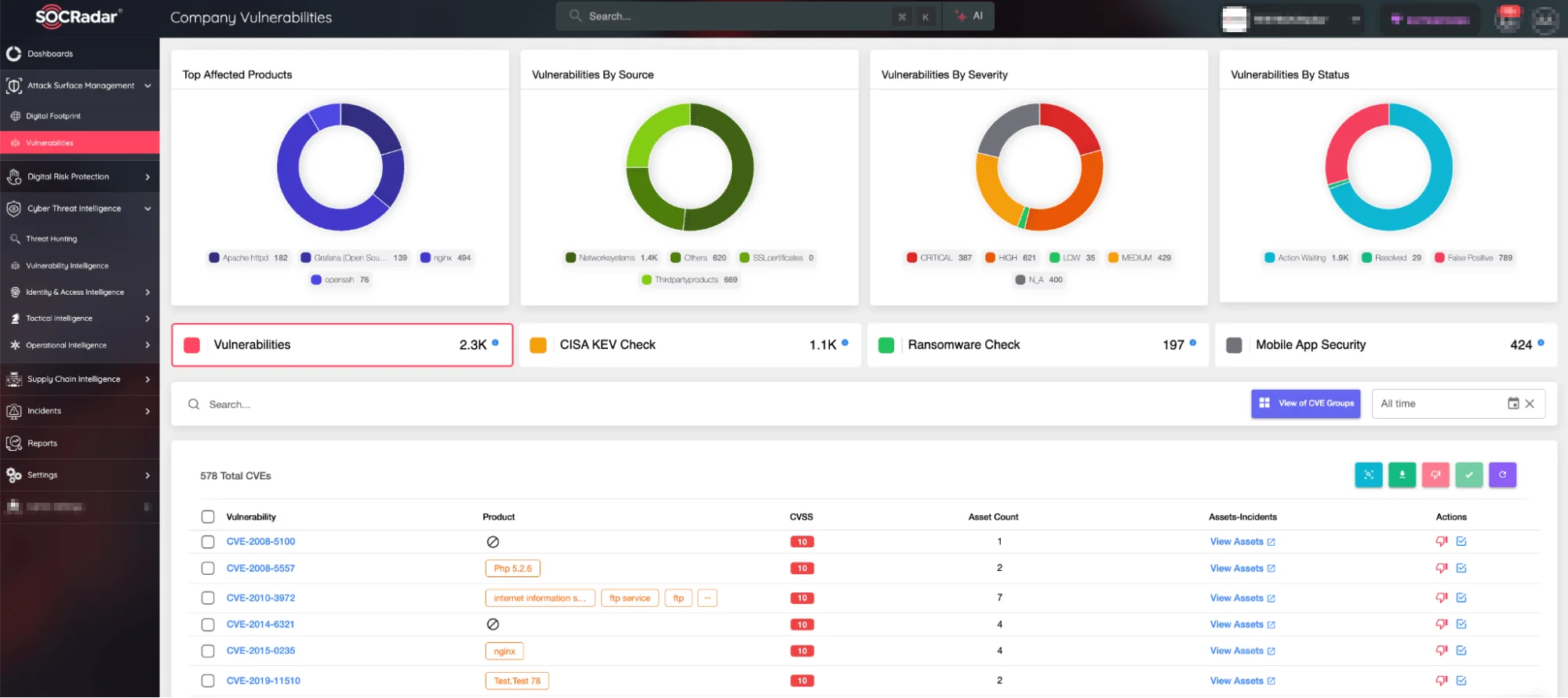 SOCRadar Vulnerability Detection service