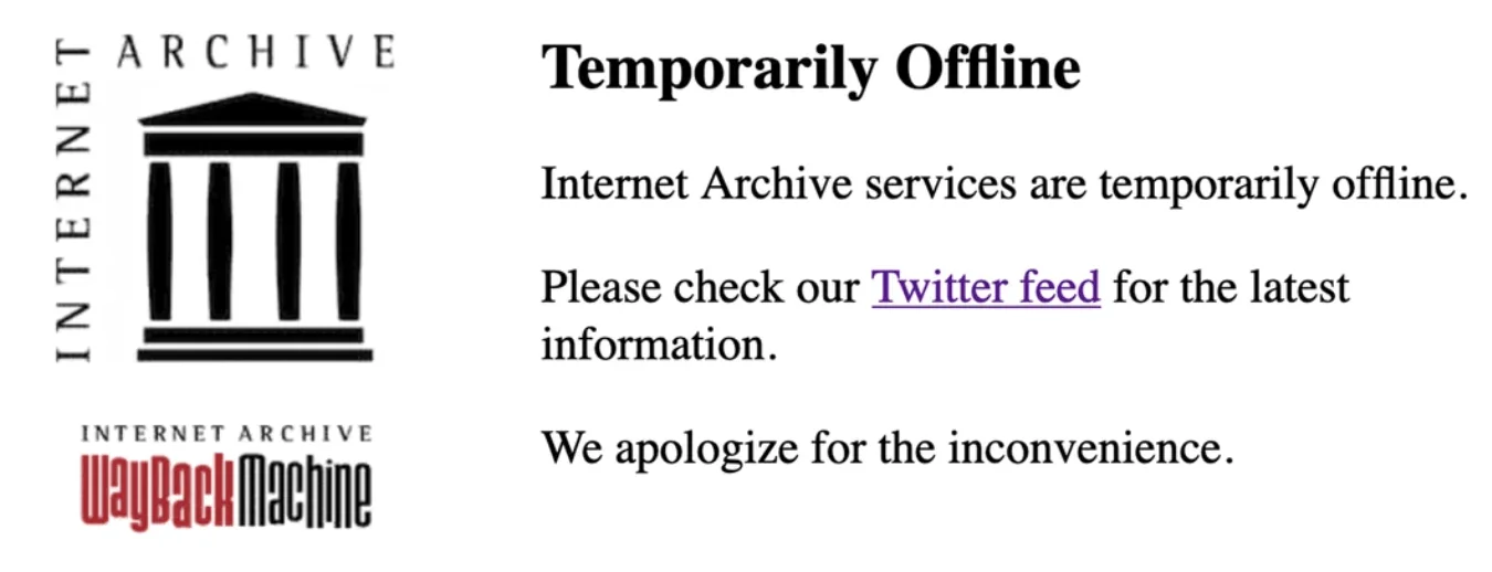 Notice: Wayback Machine is temporarily offline