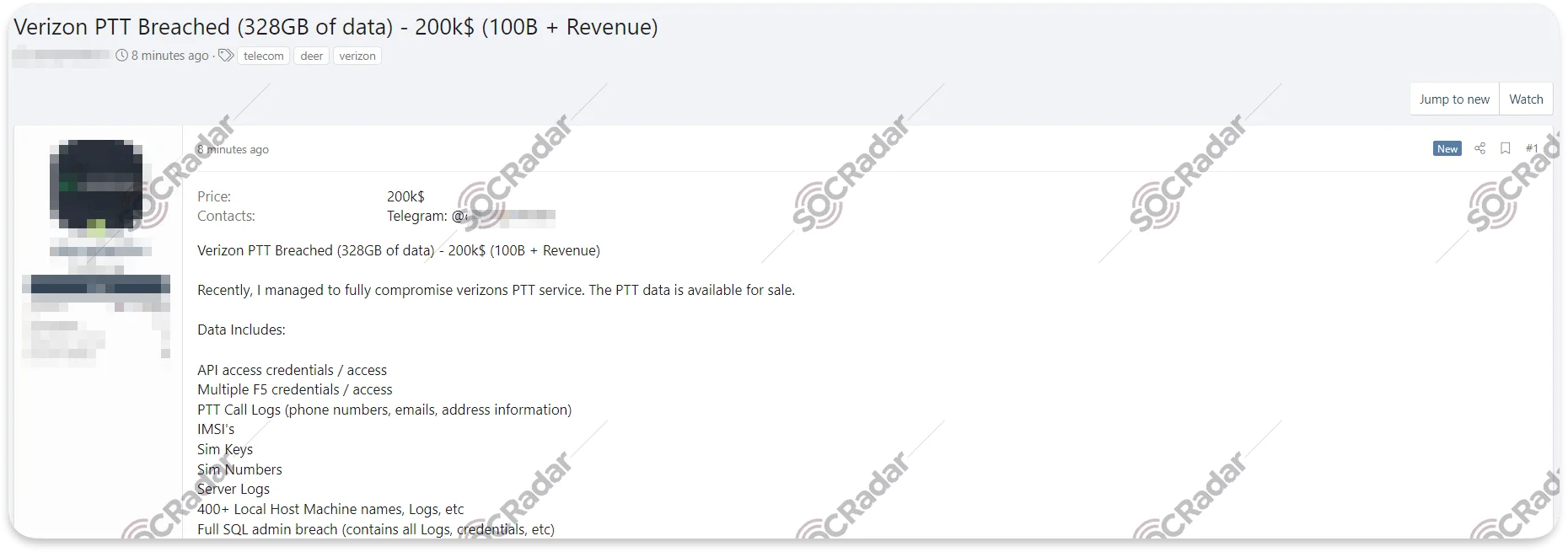 CyberPhant0m claims of having breached Verizon on XSS