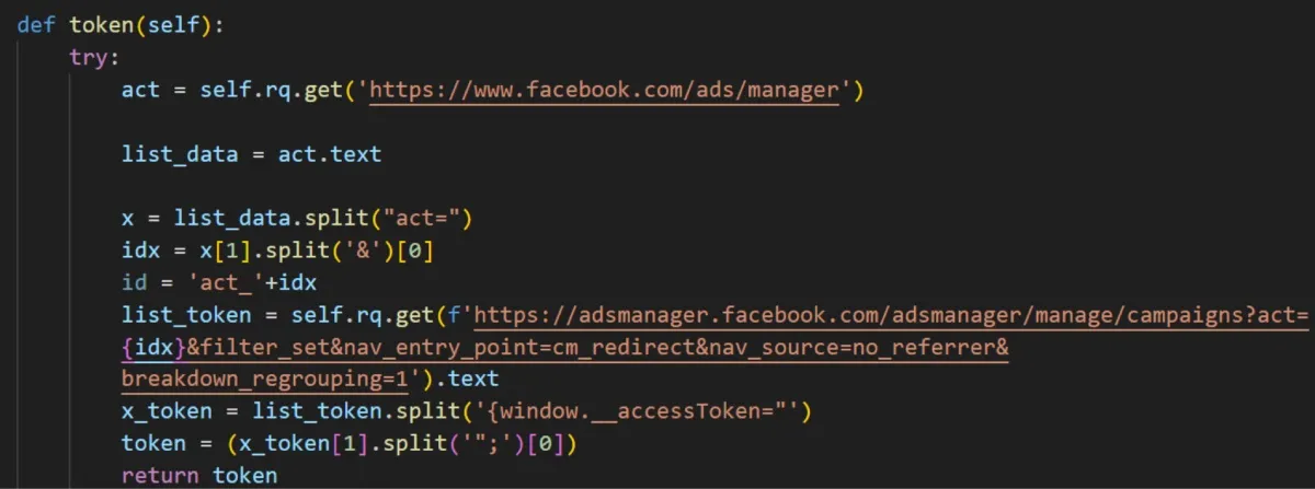 Collecting tokens from Facebook Ads Manager