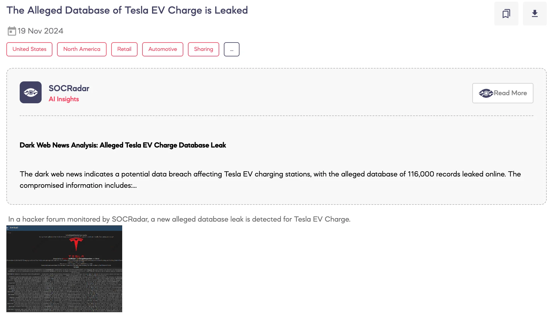 Alleged Database of Tesla EV Charge is Leaked