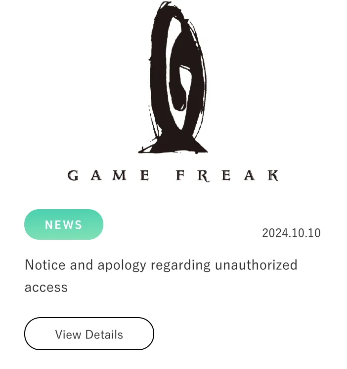 The breach notice was published in the news page of Game Freak’s official site