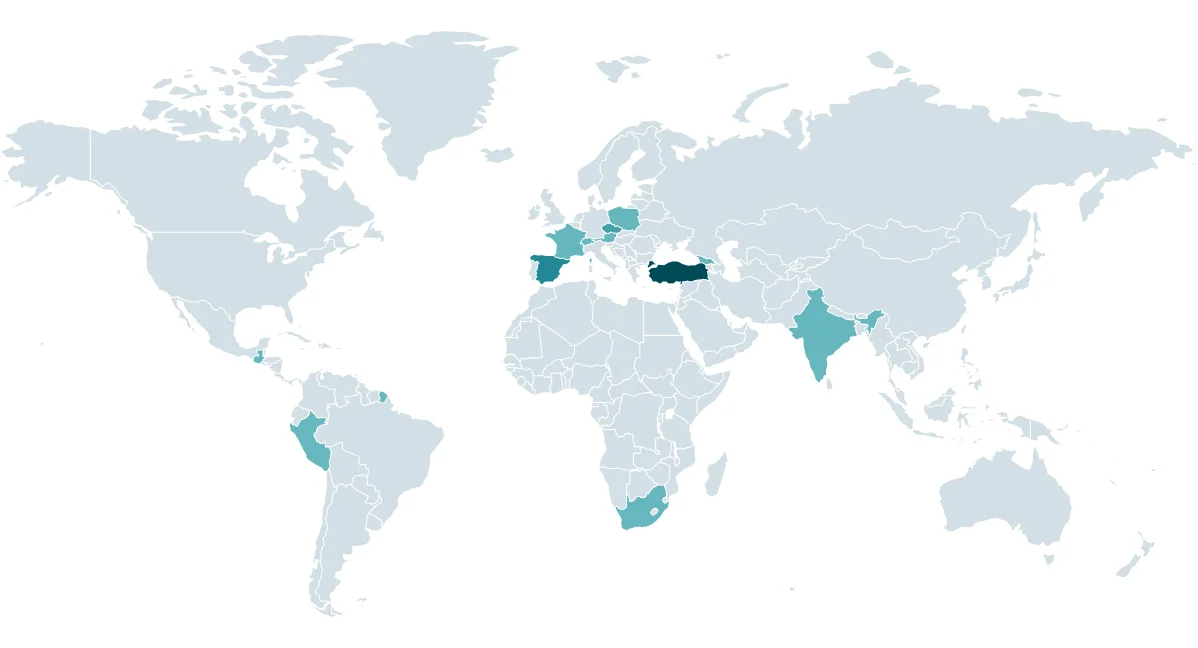 Heatmap of CosmicBeetle attacks since August 2023, according to ESET telemetry (ESET)