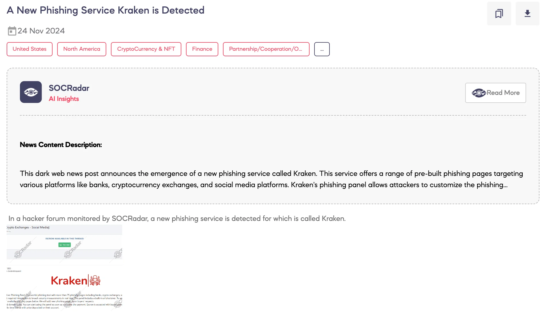 A New Phishing Service Kraken is Detected