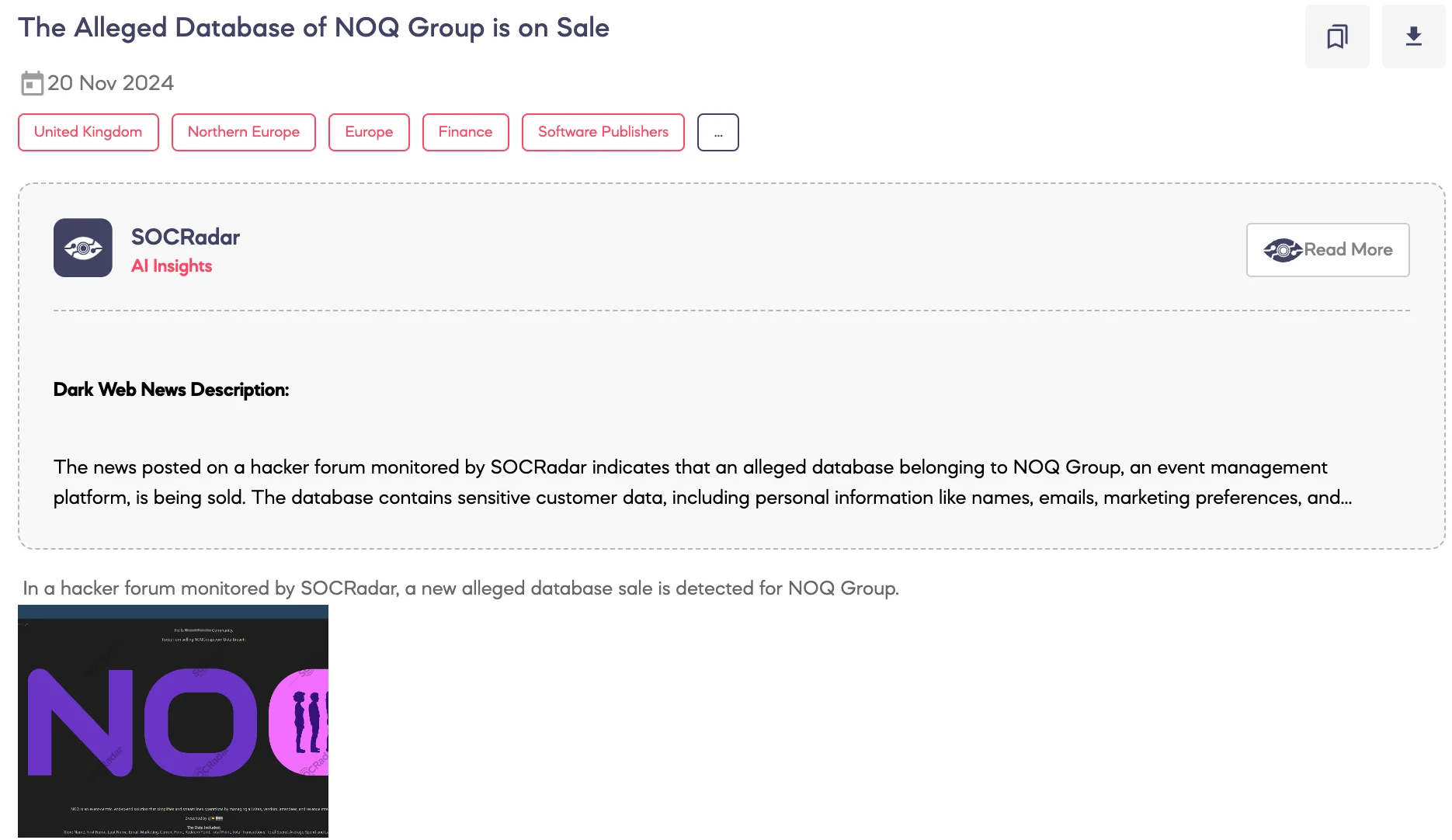 Alleged Database of NOQ Group is on Sale