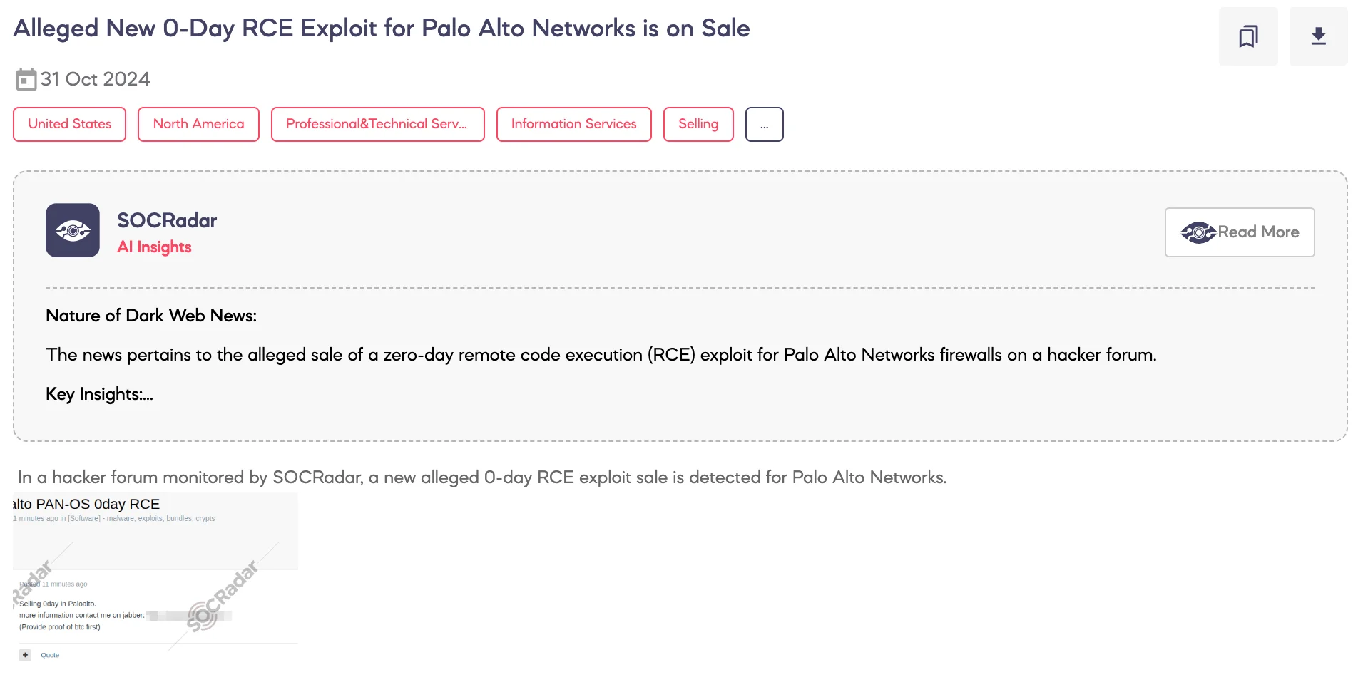 Alleged New 0-Day RCE Exploit for Palo Alto Networks is on Sale