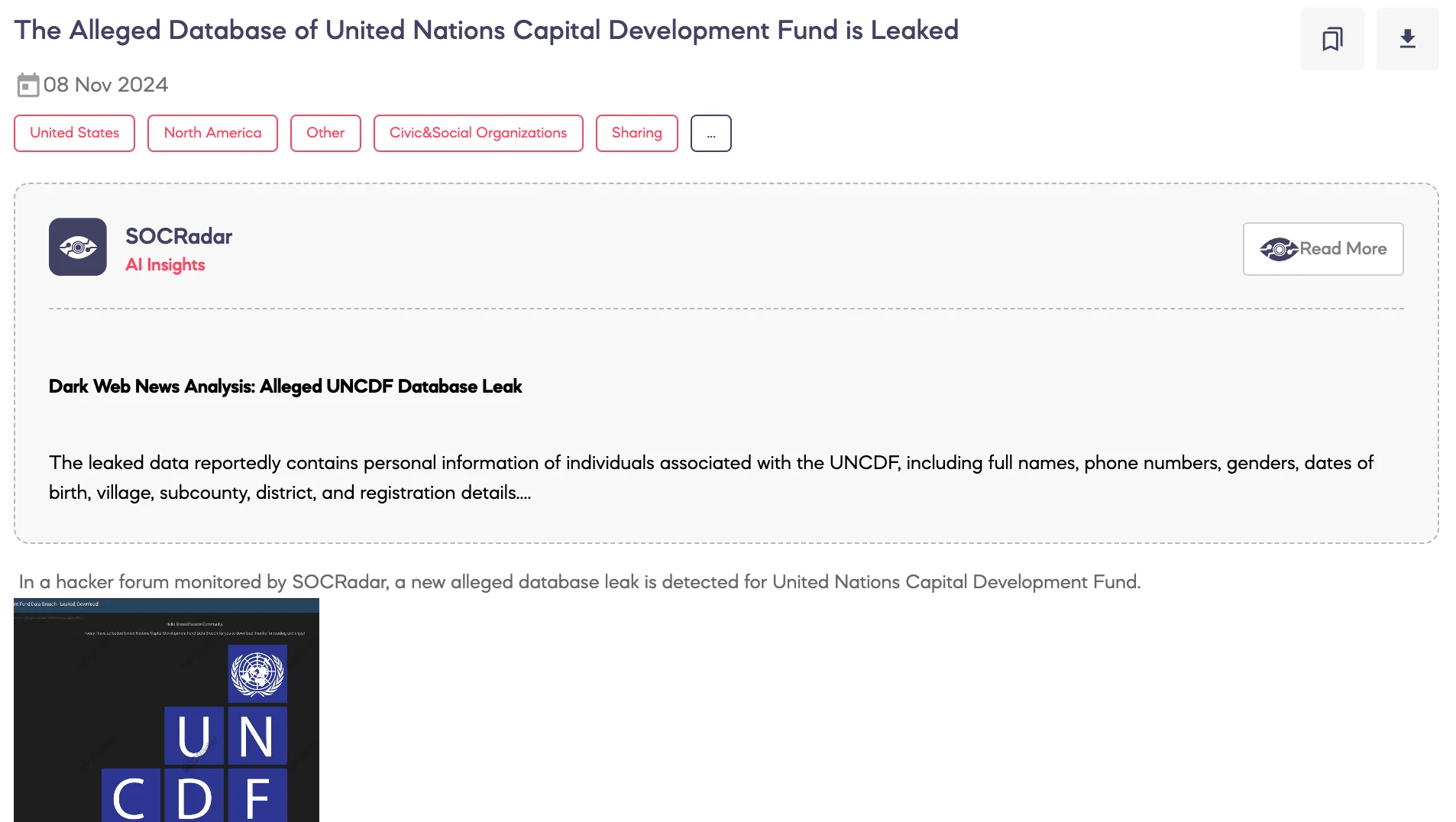 Alleged Database of United Nations Capital Development Fund is Leaked