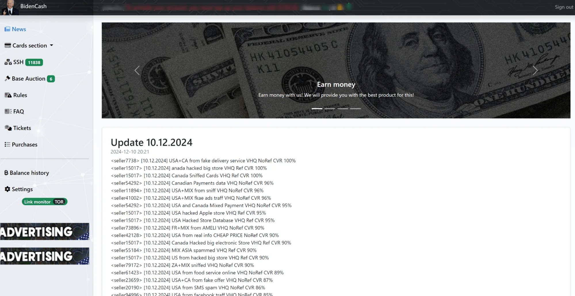 Home page of BidenCash