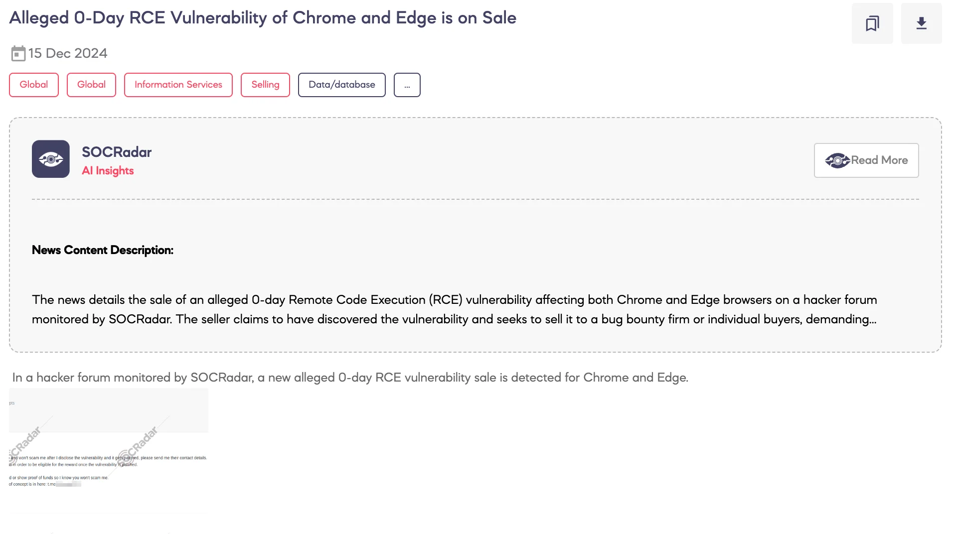 Alleged 0-Day RCE Vulnerability of Chrome and Edge is on Sale