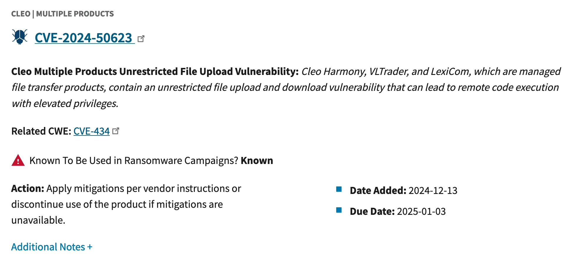 CVE-2024-50623 has been listed in CISA KEV