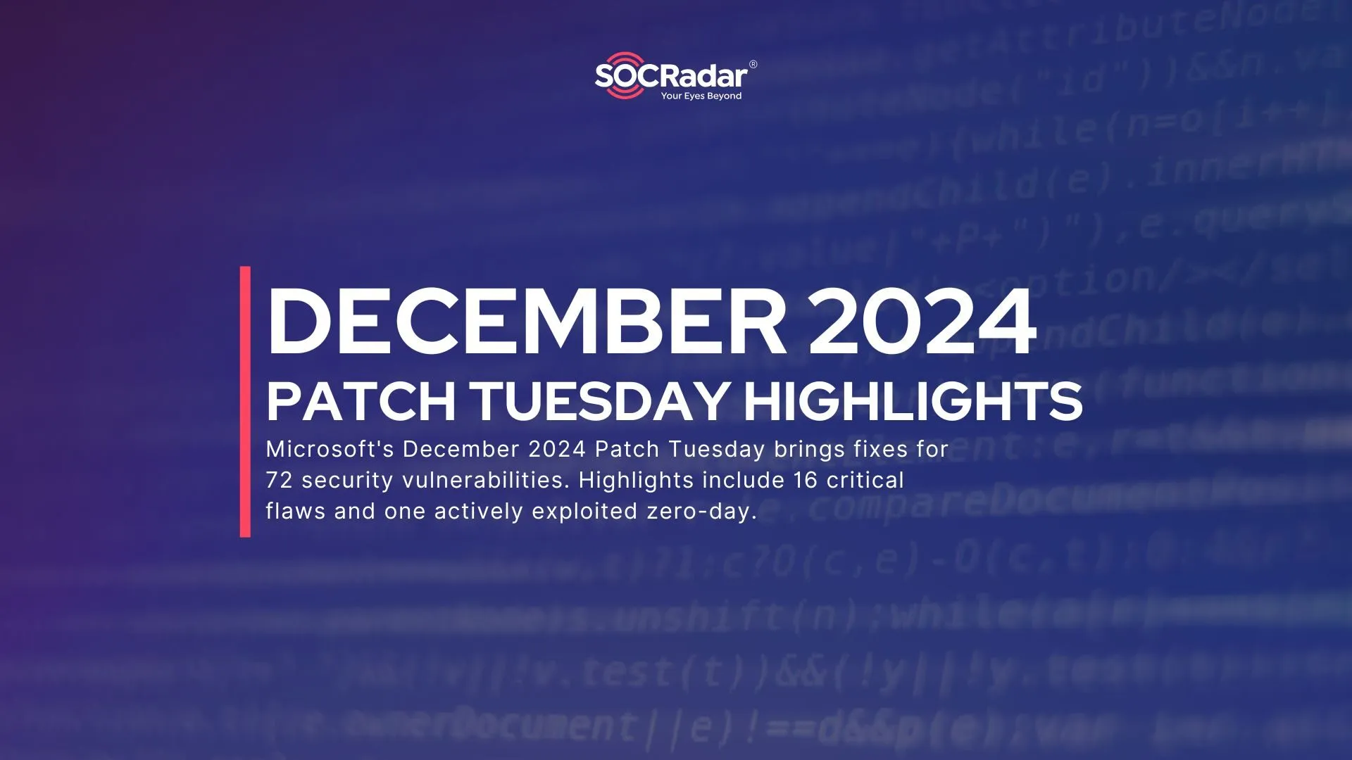 SOCRadar® Cyber Intelligence Inc. | December 2024 Patch Tuesday Update – One Actively Exploited Zero-Day, Multiple Critical RCEs; SAP Updates