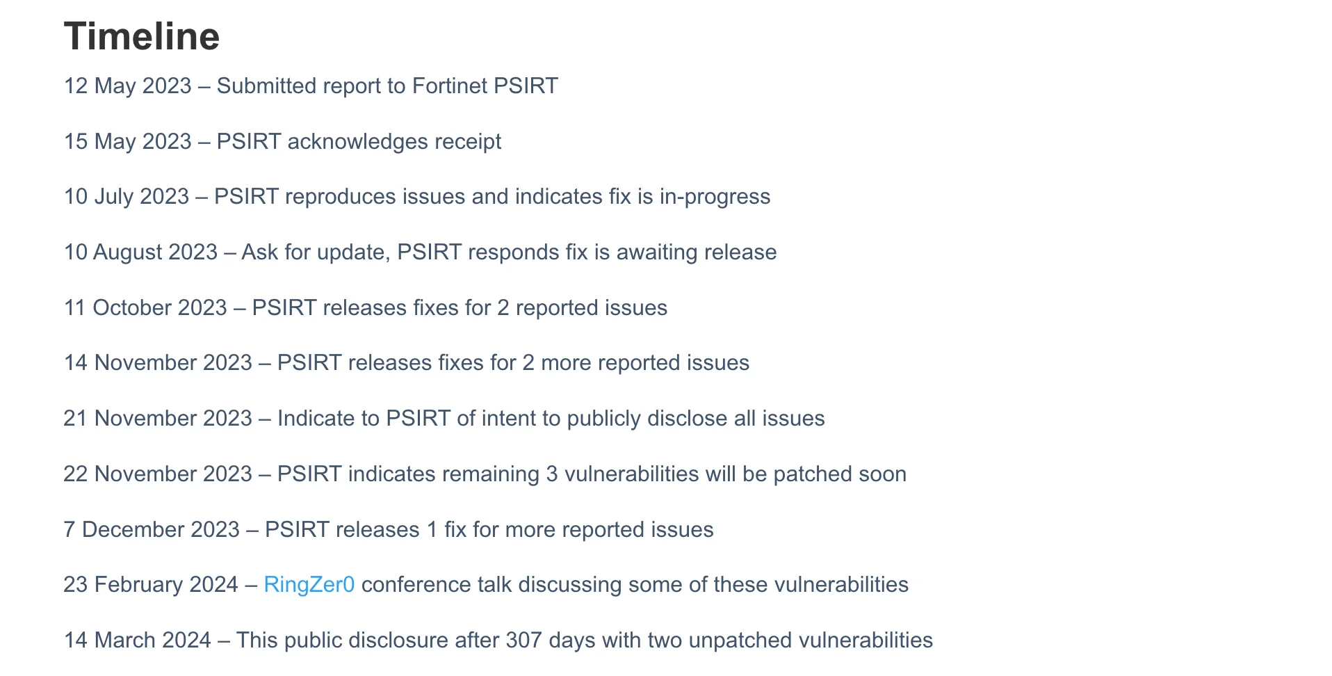 Timeline shown under Hanley’s research blog