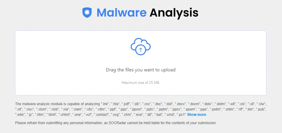 SOCRadar Malware Analysis module