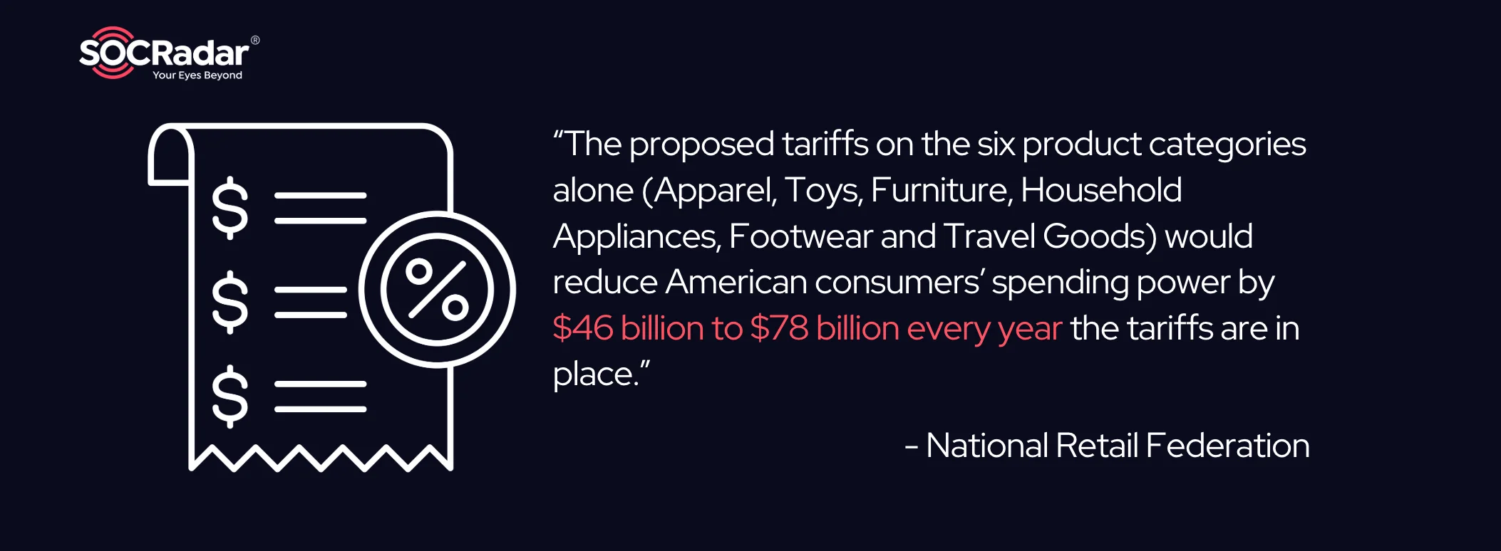 Tariffs could lead to significant pressure on U.S. consumers spending power, according to NRF