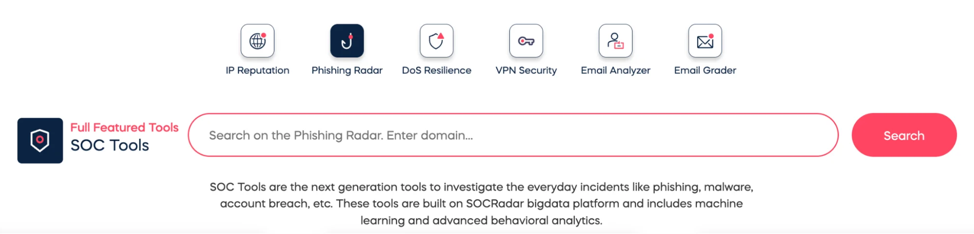 Phishing Radar, available under SOC Tools on SOCRadar LABS