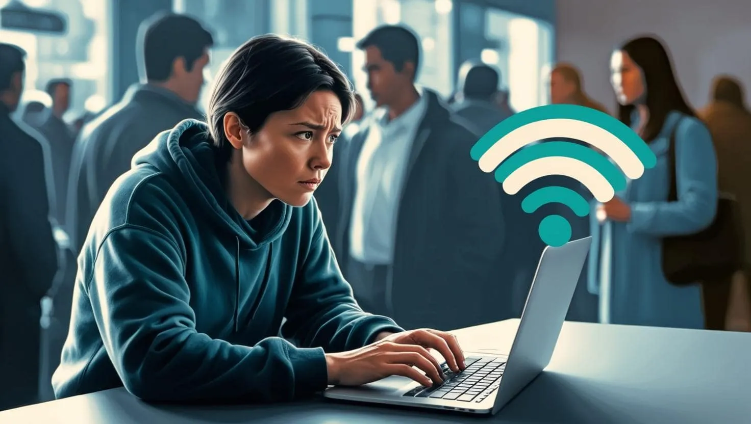 Image Drawing Attention to Public Wi-Fi Use Created by Artificial Intelligence