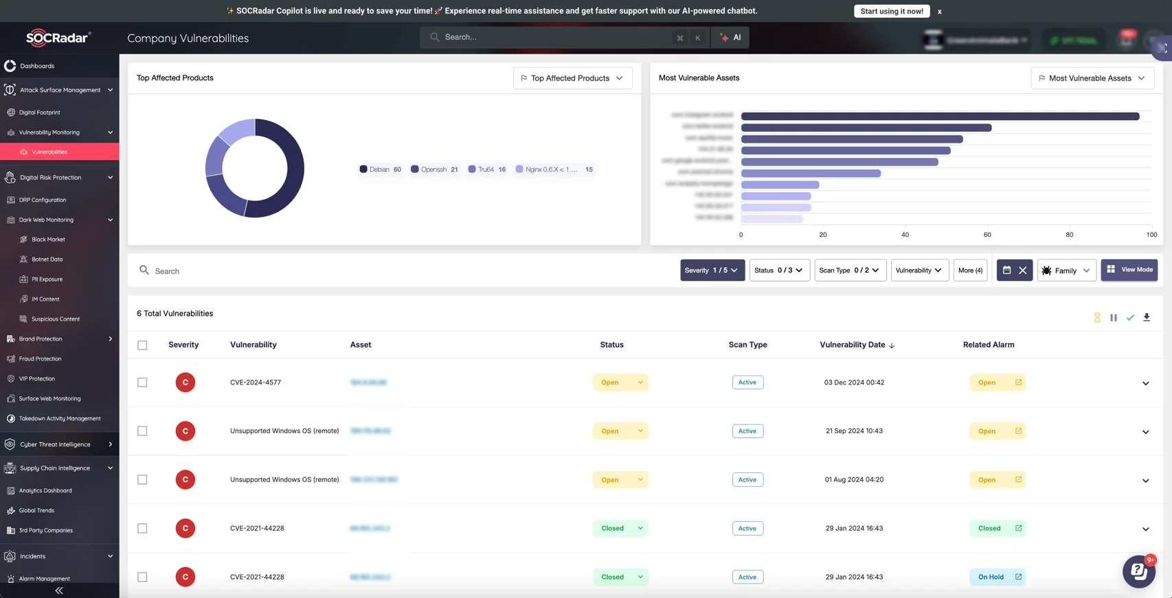 SOCRadar’s Vulnerability Intelligence module