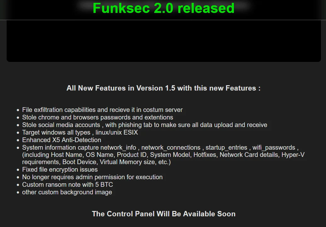 New features of FunkSec’s alleged ransomware