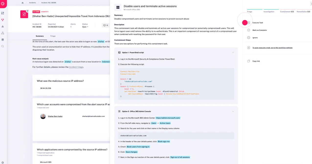 RadiantSecurity platform use example