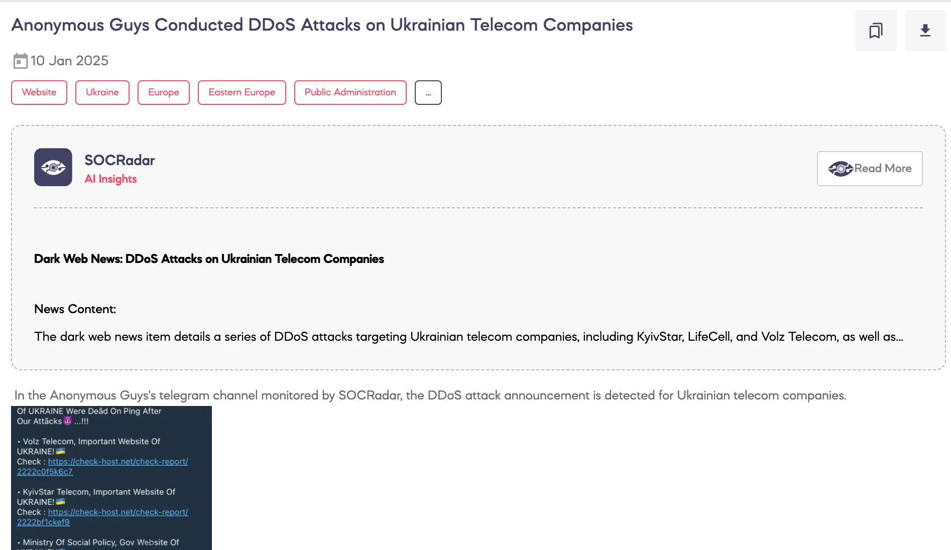 Anonymous Guys Conducted DDoS Attacks on Ukrainian Telecom Companies