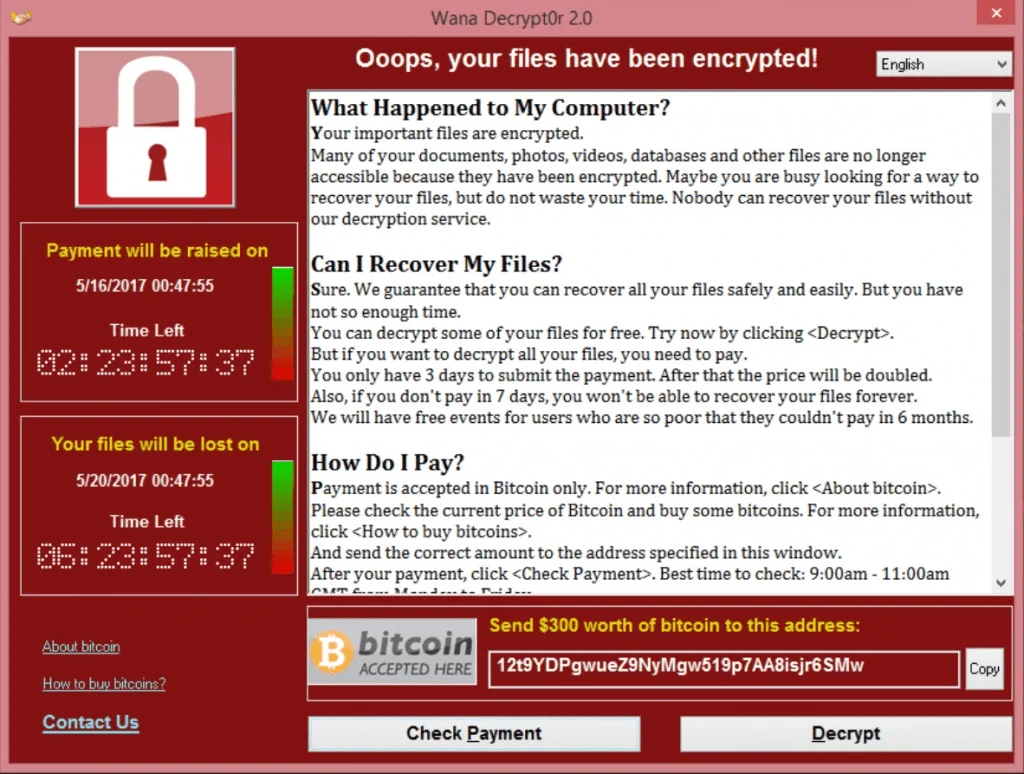 WannaCry ransom note