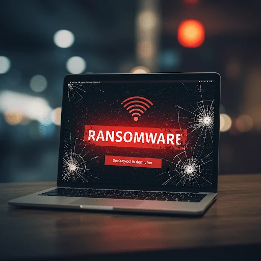 AI illustration of Wi-Fi ransomware attacks