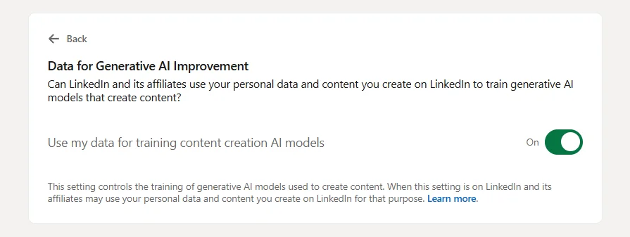 LinkedIn - Settings&Privacy -> Data Privacy