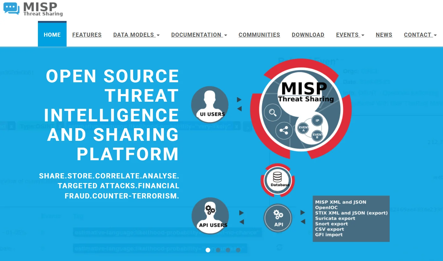 MISP Project, Home page