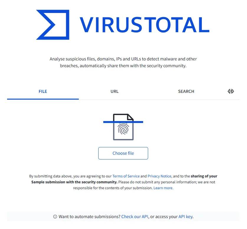 VirusTotal public page