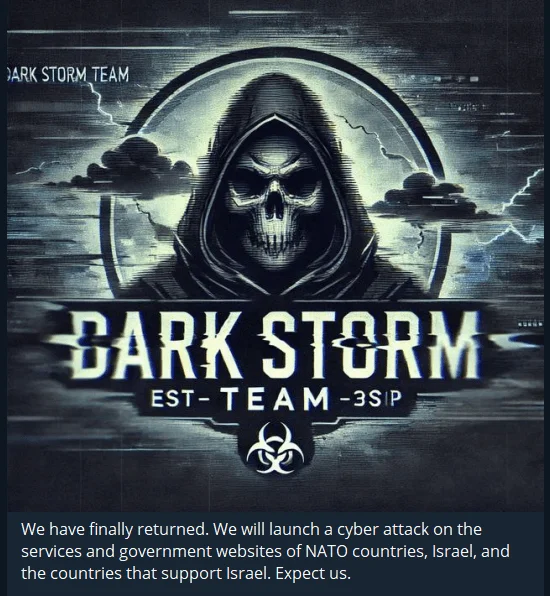 A Telegram channel post of Dark Storm Team