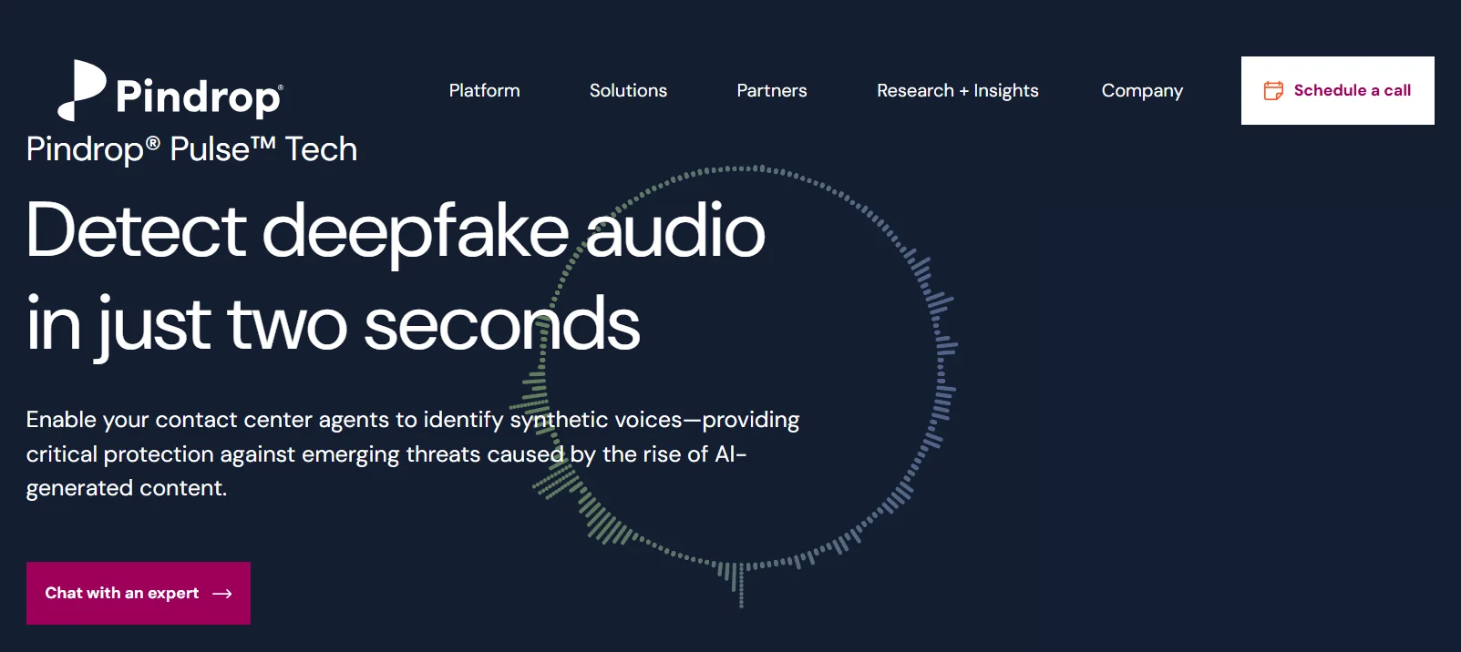 Pindrop audio deepfake detection main page