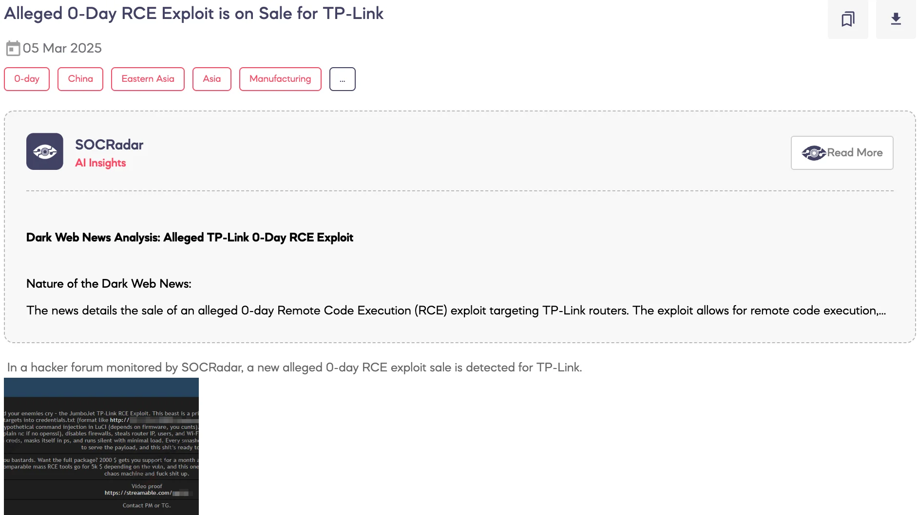 Alleged 0-Day RCE Exploit is on Sale for TP-Link